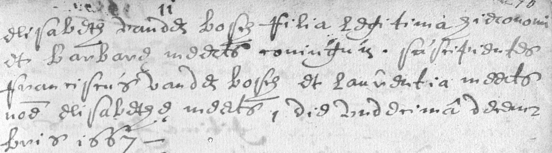 1667-ElisabethVandenBosch11Dec1667HieronimusVandenboschBarbaraMeertsGetuigeLaurentiaMeerts.jpg
